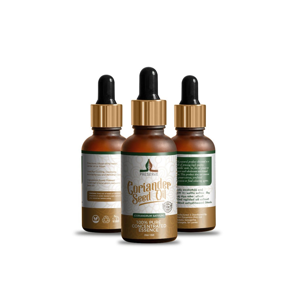 Pure Coriander Seed Oil, Cilantro 100% Pure Natural Cold-Pressed Essence Oil, Vegan Plant-Based Omega-6 Fatty Acids, Glass Bottle, 30ml (1oz)