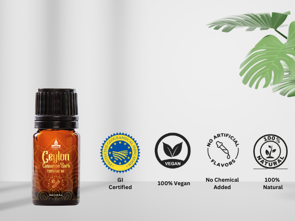 Pure Ceylon Cinnamon Bark Essential Oil, GI Certified G2/76/340, 100% Ceylon True Cinnamon Extract Oil, Undiluted Therapeutic Grade for Diffuser, Food Grade, 10ml (0.34oz)