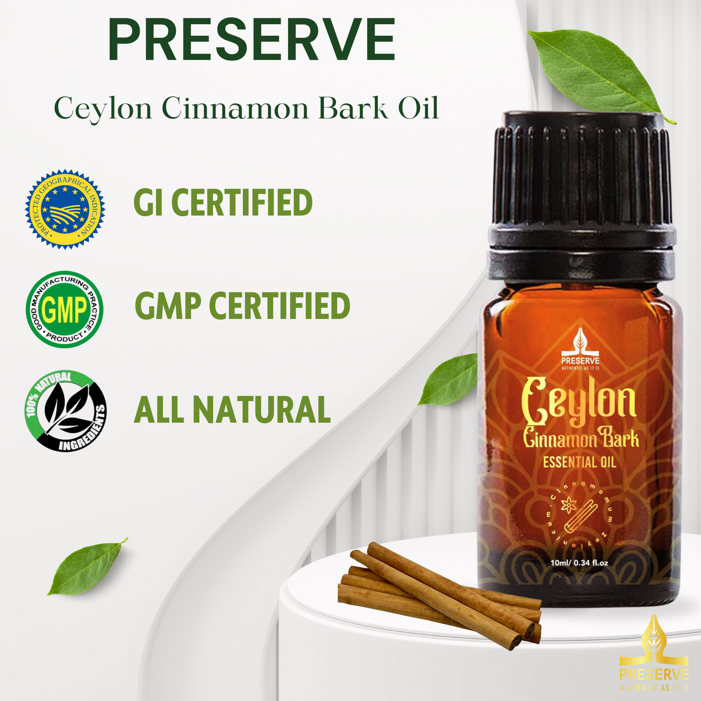 Ceylon Cinnamon Bark Essential Oil, 100% Pure Natural Oil, Undiluted, 10ml/0.34oz