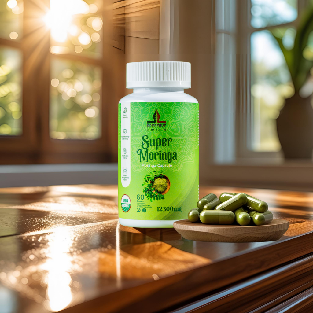 Pure Moringa Oleifera Capsules | NSF Certified | Two Month Supplement | Nutrient-Rich Vegetarian Green Superfood. Non GMO, 60 Capsules. Made in Sri Lanka.