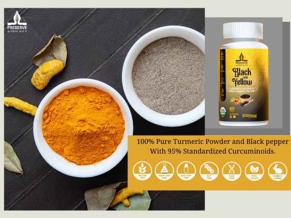 Pure Turmeric Curcumin and Black Pepper 60 Capsules Monthly Supplement