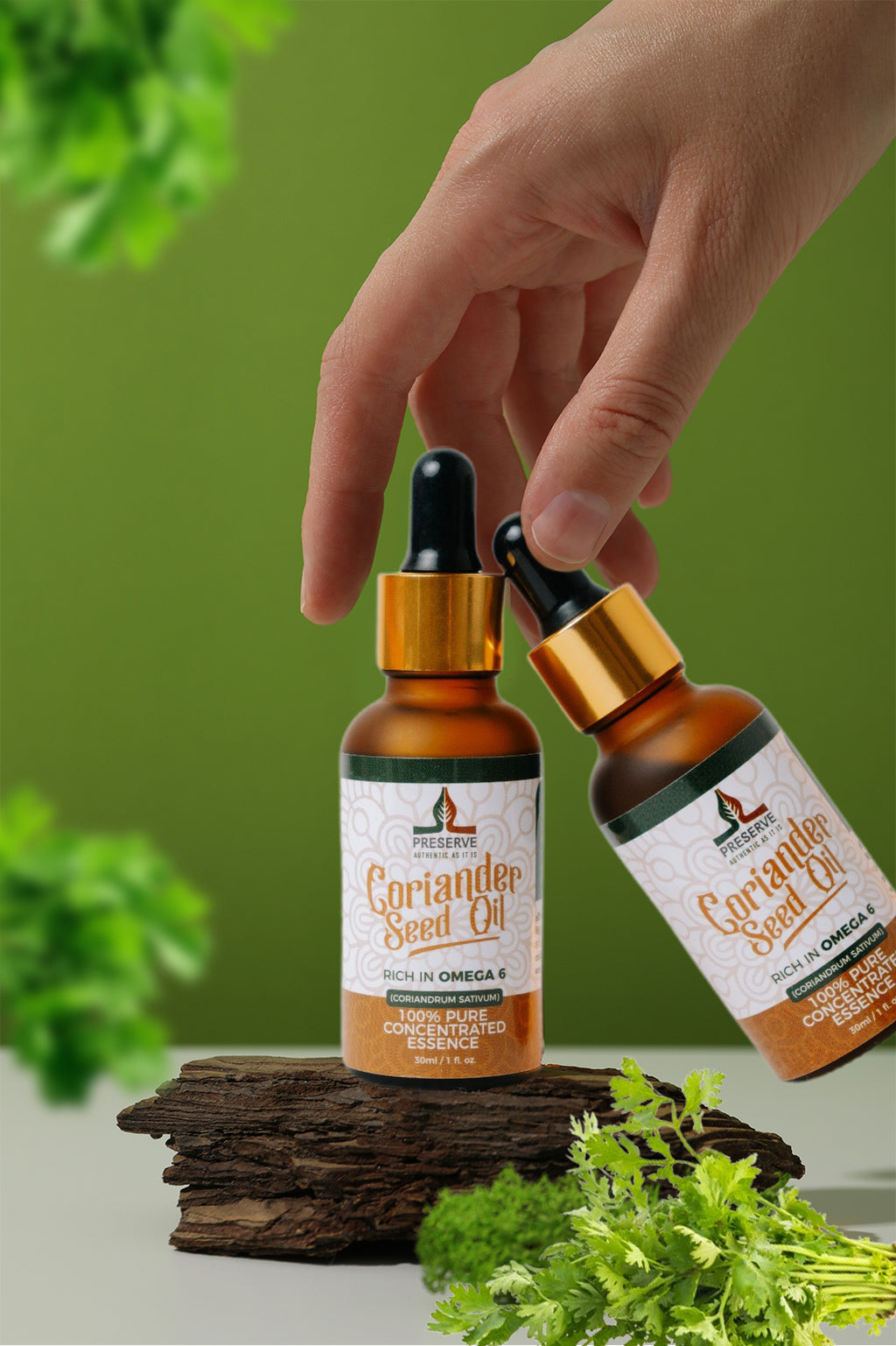 Pure Coriander Seed Oil, Cilantro 100% Pure Natural Cold-Pressed Essence Oil, Vegan Plant-Based Omega-6 Fatty Acids, Glass Bottle, 30ml (1oz)