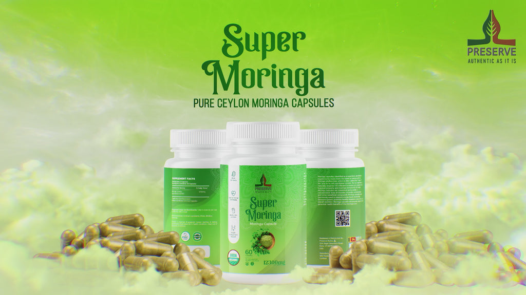 Pure Moringa Oleifera Capsules | NSF Certified | Two Month Supplement | Nutrient-Rich Vegetarian Green Superfood. Non GMO, 60 Capsules. Made in Sri Lanka.
