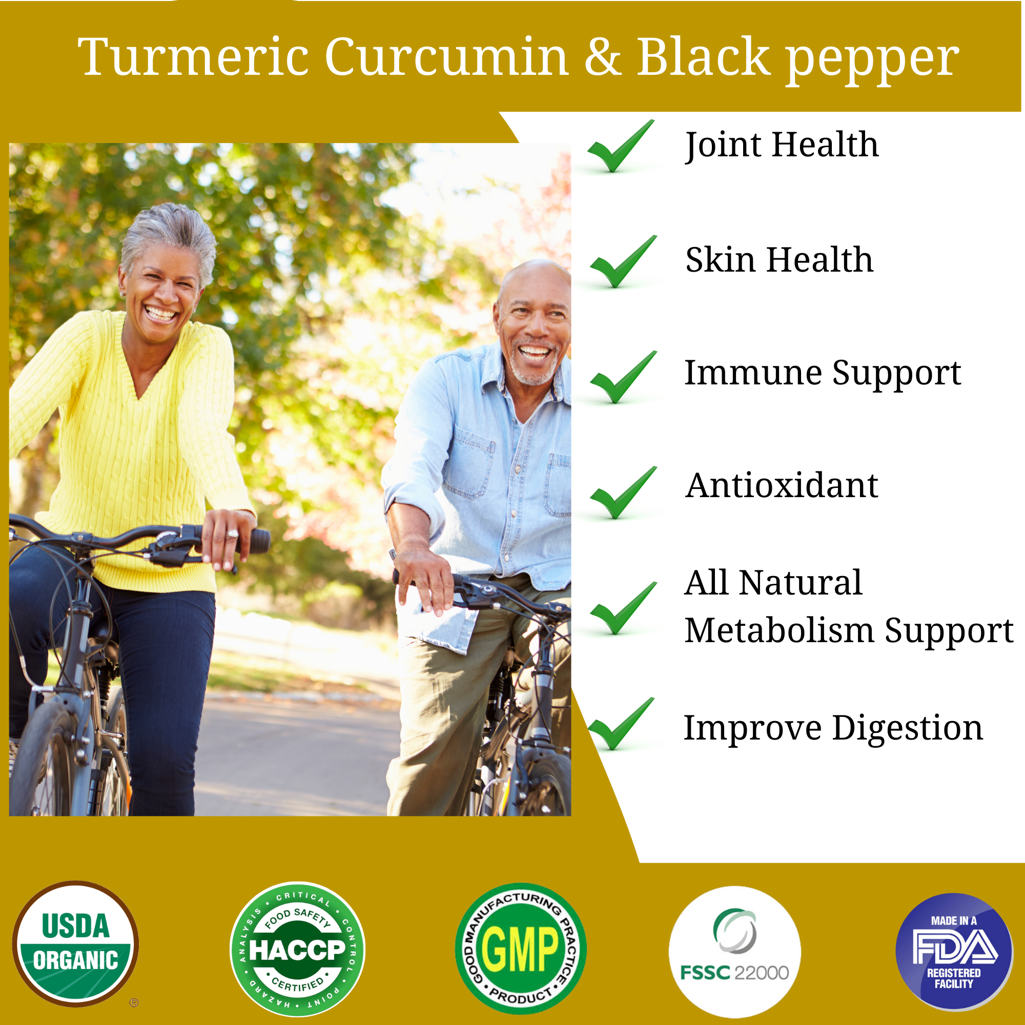 Pure Turmeric Curcumin and Black Pepper 60 Capsules Monthly Supplement